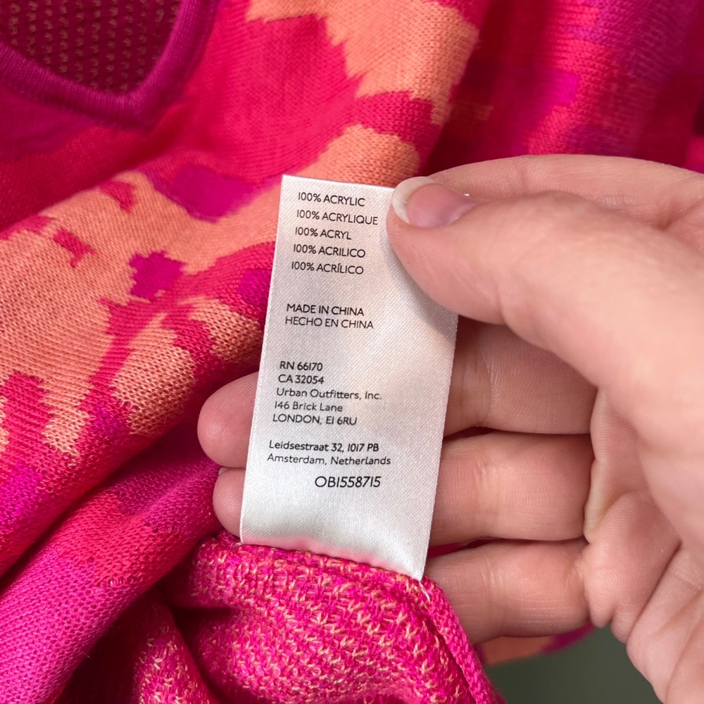 Daily Practice Anthropologie Pink Orange Abstract V-Back Knit Sweater Medium - Picture 3 of 5